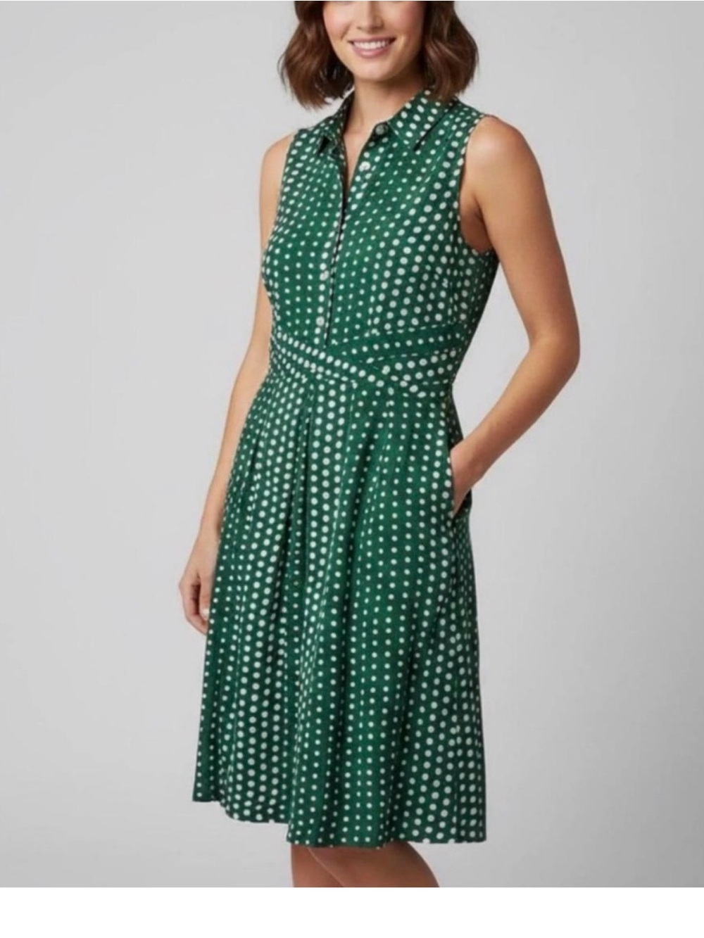 Anthropology 11-1 TYLHO Green Polka Dot Fit-&-Flare Dress nwt